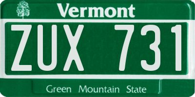 VT license plate ZUX731