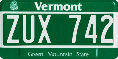 VT license plate ZUX742