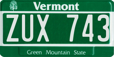 VT license plate ZUX743