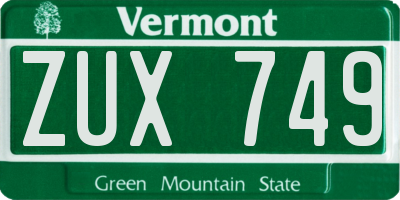 VT license plate ZUX749