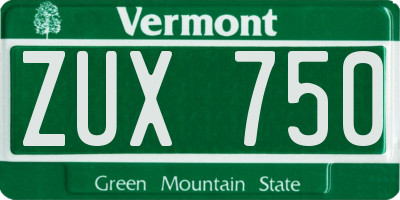 VT license plate ZUX750