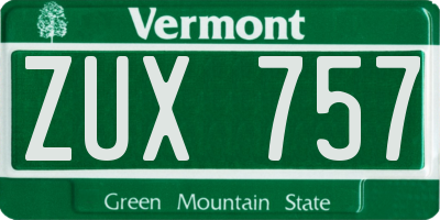 VT license plate ZUX757
