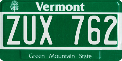 VT license plate ZUX762