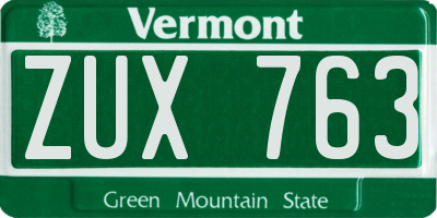 VT license plate ZUX763