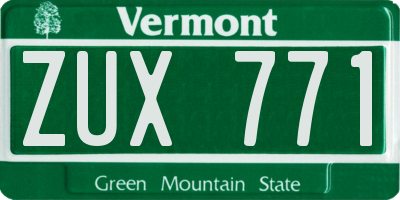 VT license plate ZUX771
