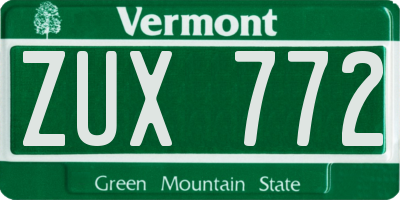 VT license plate ZUX772