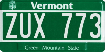 VT license plate ZUX773