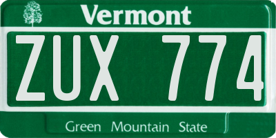VT license plate ZUX774