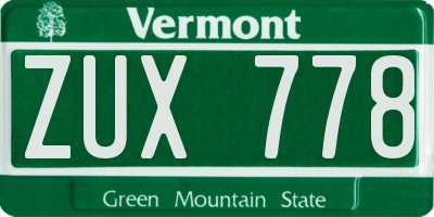 VT license plate ZUX778