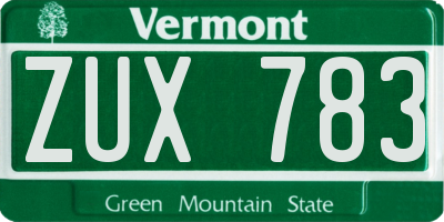 VT license plate ZUX783