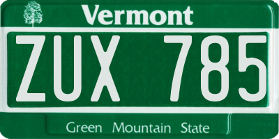 VT license plate ZUX785