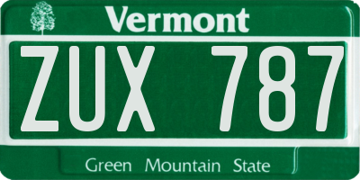 VT license plate ZUX787
