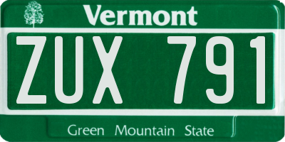 VT license plate ZUX791