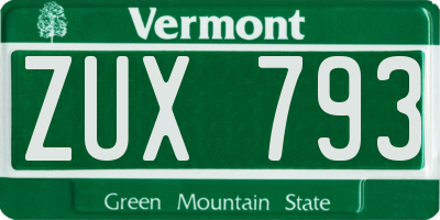 VT license plate ZUX793