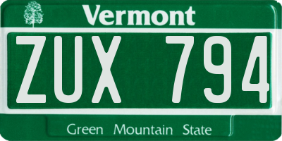VT license plate ZUX794