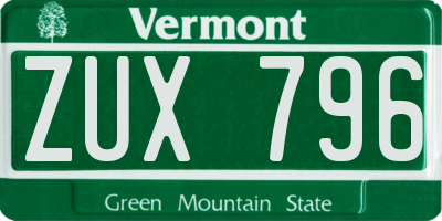 VT license plate ZUX796