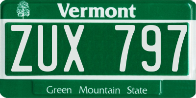 VT license plate ZUX797