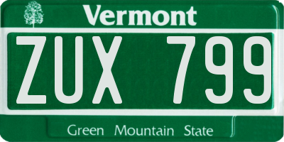 VT license plate ZUX799