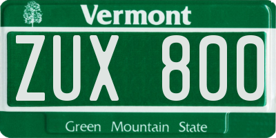 VT license plate ZUX800
