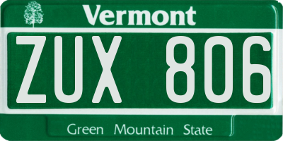 VT license plate ZUX806
