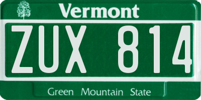 VT license plate ZUX814