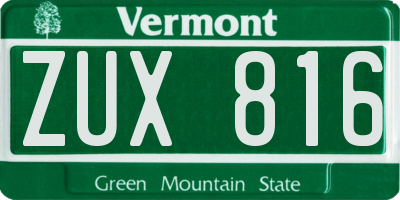VT license plate ZUX816