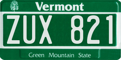 VT license plate ZUX821