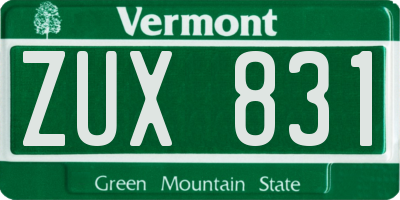 VT license plate ZUX831