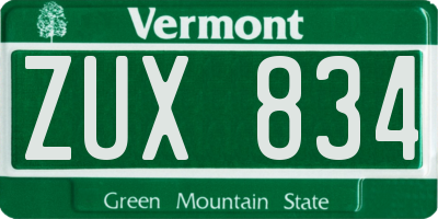 VT license plate ZUX834