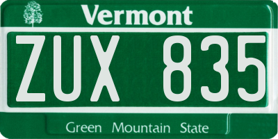 VT license plate ZUX835