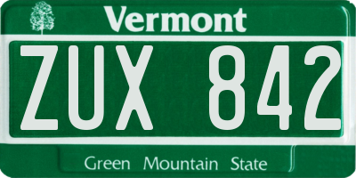 VT license plate ZUX842