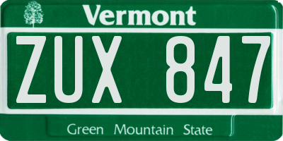VT license plate ZUX847