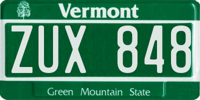 VT license plate ZUX848