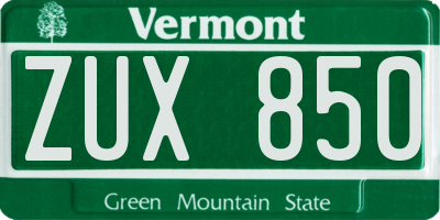 VT license plate ZUX850