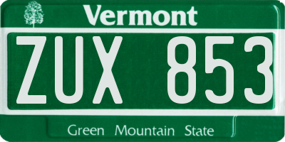 VT license plate ZUX853