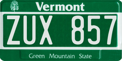 VT license plate ZUX857
