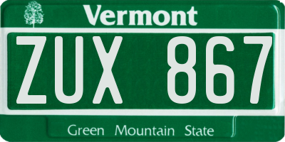 VT license plate ZUX867