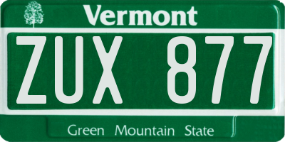 VT license plate ZUX877