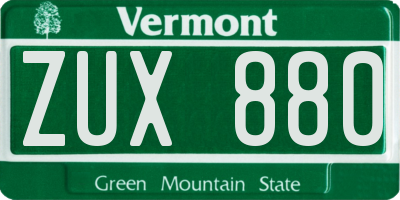 VT license plate ZUX880