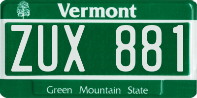 VT license plate ZUX881