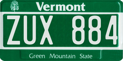 VT license plate ZUX884