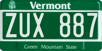 VT license plate ZUX887