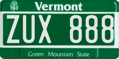 VT license plate ZUX888