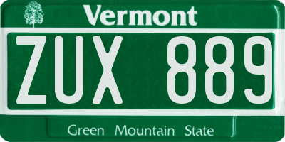 VT license plate ZUX889