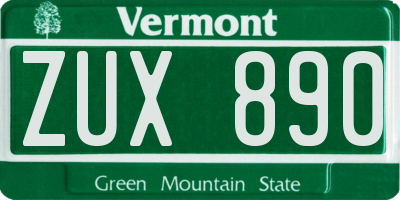 VT license plate ZUX890