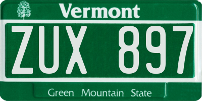 VT license plate ZUX897