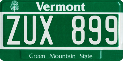 VT license plate ZUX899