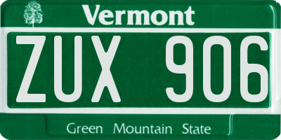 VT license plate ZUX906