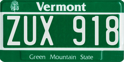 VT license plate ZUX918