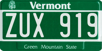 VT license plate ZUX919